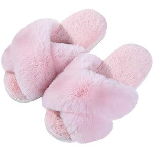 Memory Foam Fuzzy Cross Band Slippers