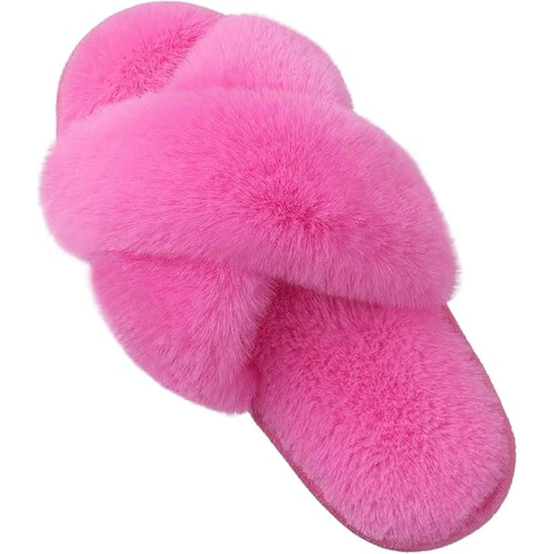 Memory Foam Fuzzy Cross Band Slippers