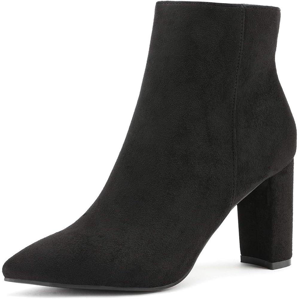 Block Heeled Pointed Pattern Boots