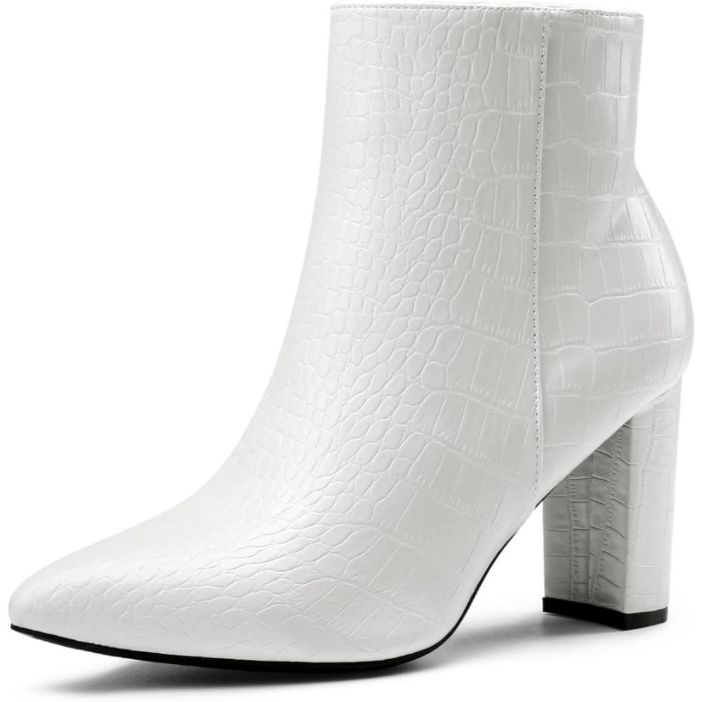 Block Heeled Pointed Pattern Boots