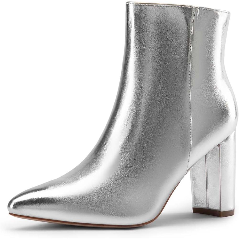 Block Heeled Pointed Pattern Boots