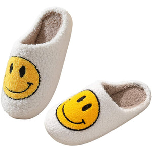 Smile Plush Cozy Slip On Slippers