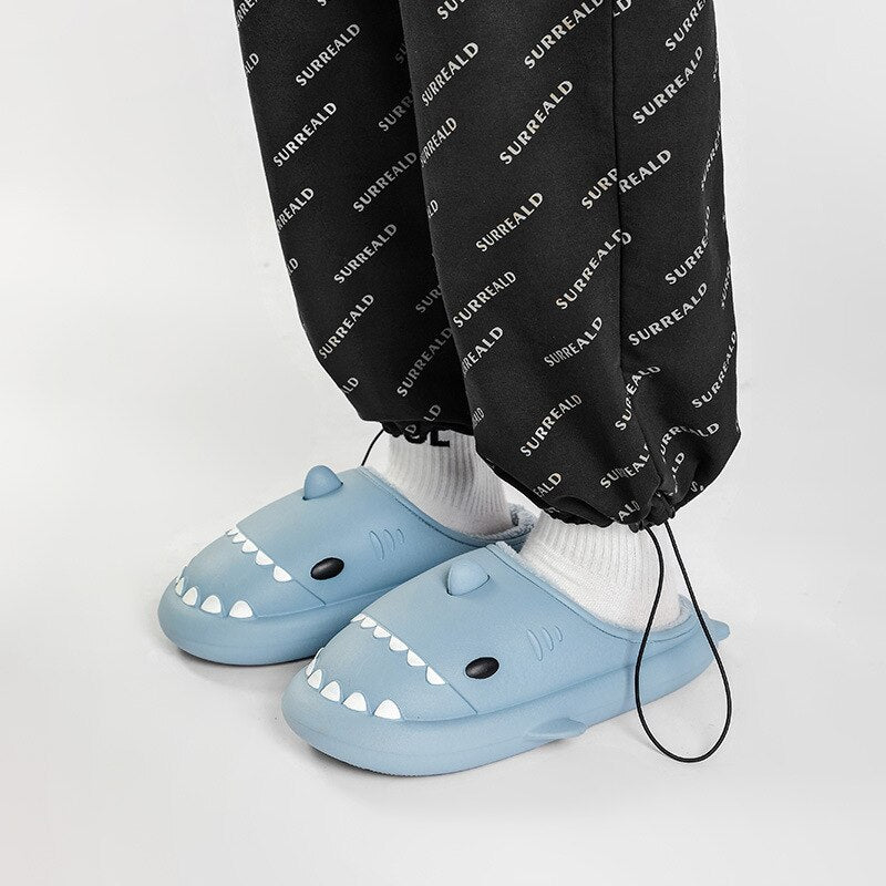 Shark Waterproof Thick Sole Plush Sandals
